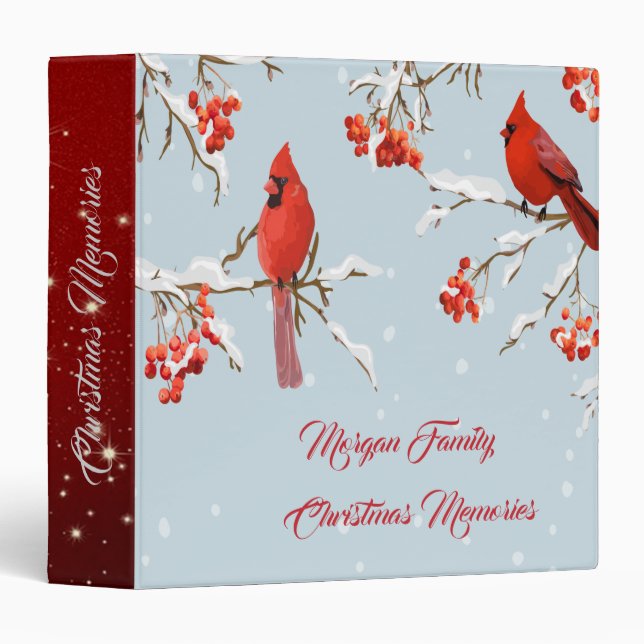 Cute Red Cardinal Bird Tree Snow Binder (Front/Spine)