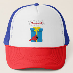 Cute Red Cardinal With Blue Gift Trucker Hat