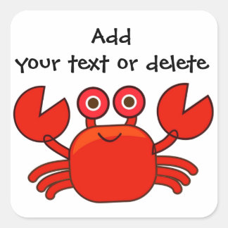 Cute Red Cartoon Crab Design Personalized Square Sticker