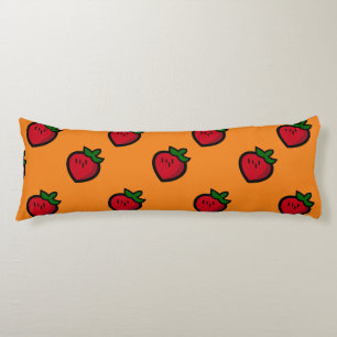 Cute Red Cartoon Strawberries for Vegetarians Body Pillow