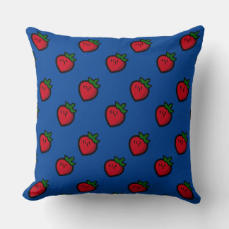 Cute Red Cartoon Strawberries for Vegetarians Throw Pillow