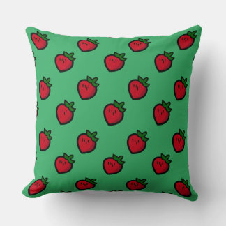 Cute Red Cartoon Strawberries for Vegetarians Throw Pillow