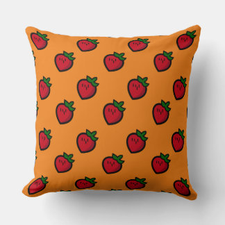 Cute Red Cartoon Strawberries for Vegetarians Throw Pillow