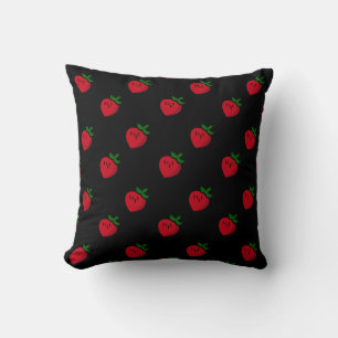 Cute Red Cartoon Strawberries for Vegetarians Throw Pillow
