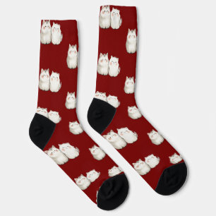 Cute Red Cat Pattern Socks – Cozy & Stylish Feline