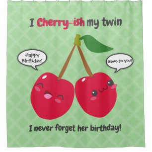 Cute Red Cherry Kawaii Twins Birthday