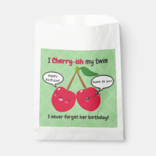 Cute Red Cherry Kawaii Twins Birthday Favour Bag