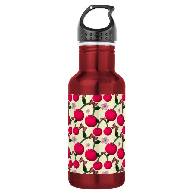Cute red cherry pattern  532 ml water bottle (Front)