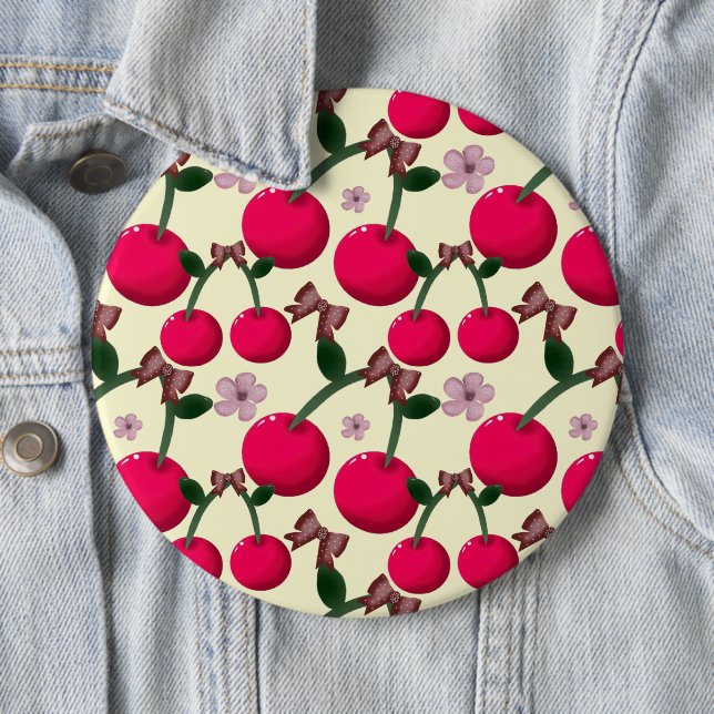 Cute red cherry pattern  6 inch round button (In Situ)