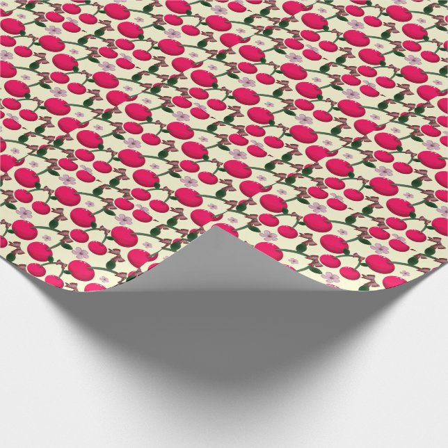 Cute red cherry pattern  wrapping paper (Corner)