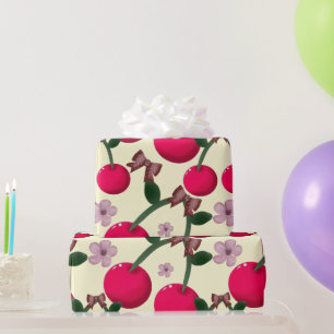 Cute red cherry pattern  wrapping paper