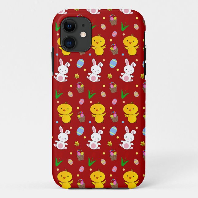 Cute red chick bunny egg basket easter pattern Case-Mate iPhone case (Back)
