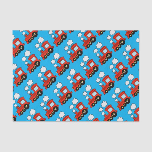 Cute red choo choo train kid's Birthday gift Tissue Paper (Front)