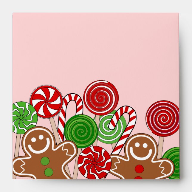 Cute red Christmas gingerbreads Envelope (Front)