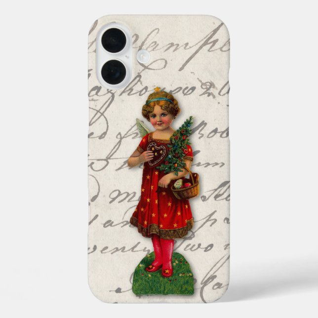 Cute Red Christmas Girl Angel Victorian Case-Mate iPhone Case (Back)