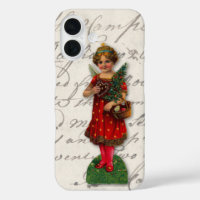 Cute Red Christmas Girl Angel Victorian Scrap