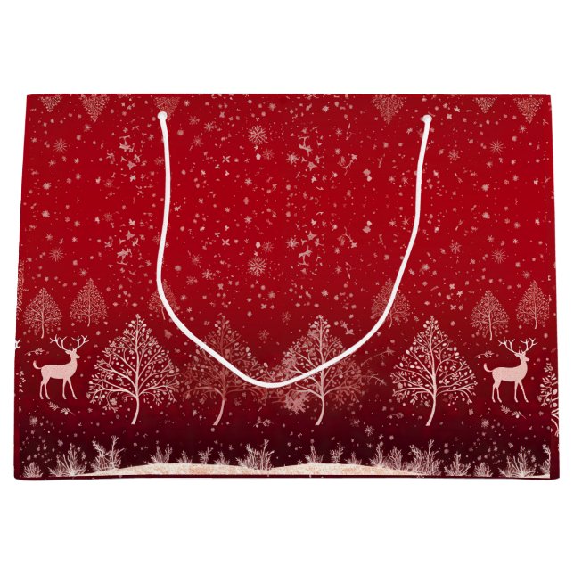 Cute Red Christmas Large Gift Bag (Front)