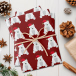 Cute Red Christmas Polar Bear Santa Hat Kids Wrapping Paper Sheet<br><div class="desc">Cute polar bear Christmas wrapping paper in beautiful red. This pretty animal looks very cute in a holiday red Santa hat with a little smile.</div>
