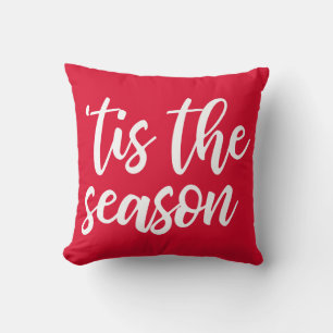 Cute Red Christmas 'Tis The Season Throw Pillow
