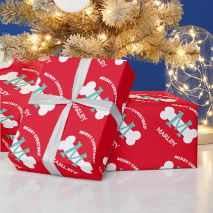 Cute red Christmas wrapping paper for pet dog