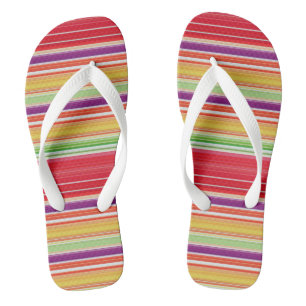 Cute red colourful stripes flip flops