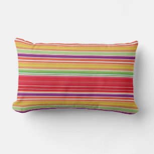 Cute red colourful stripes lumbar pillow