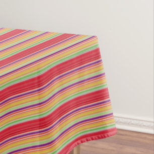 Cute red colourful stripes tablecloth