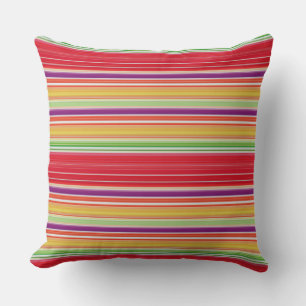 Cute red colourful stripes throw pillow