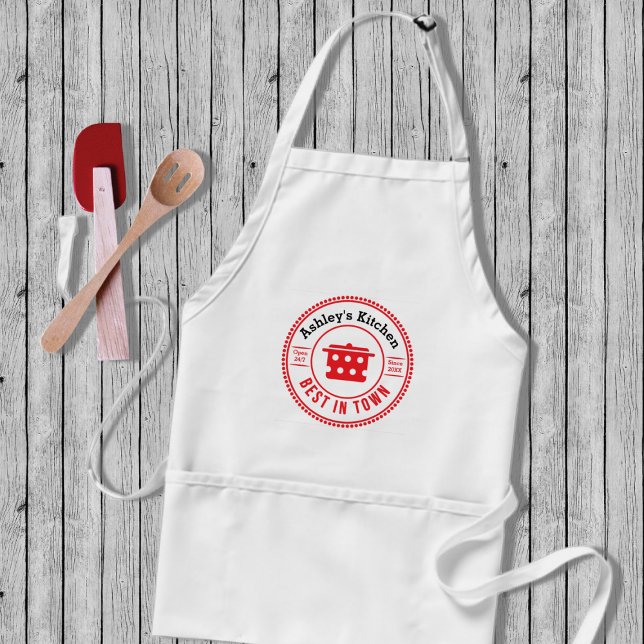 Cute Red Cook Pot Logo Kitchen Standard Apron (Creator Uploaded)