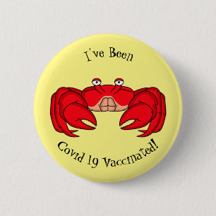Cute red crab cartoon illustration 2 inch round button