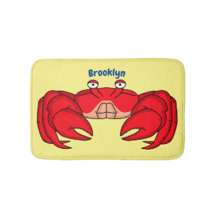 Cute red crab cartoon illustration bath mat