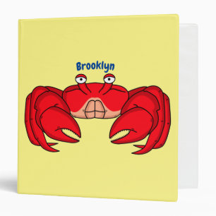 Cute red crab cartoon illustration binder