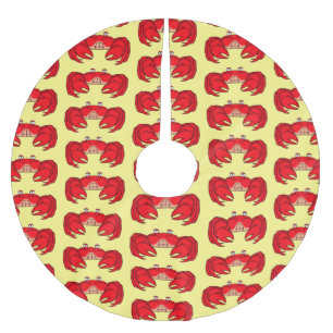 Cute red crab cartoon illustration brushed polyester tree skirt