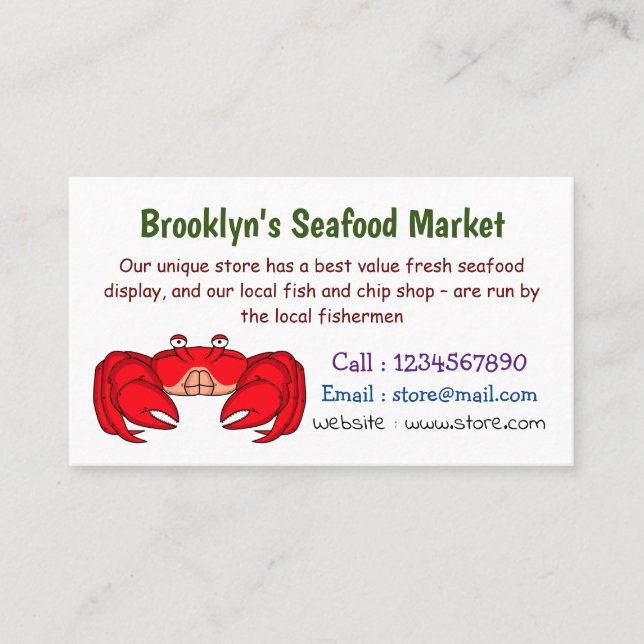 Cute red crab cartoon illustration business card (Front)