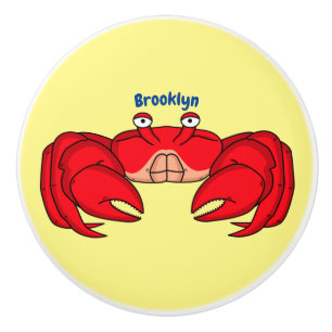 Cute red crab cartoon illustration ceramic knob