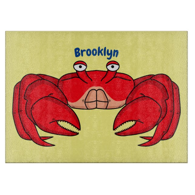 Cute red crab cartoon illustration  cutting board (Front)