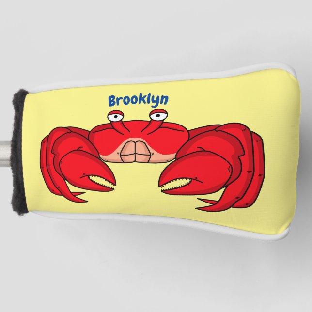 Cute red crab cartoon illustration golf head cover (Front)