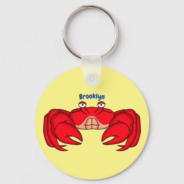 Cute red crab cartoon illustration  keychain (Front)