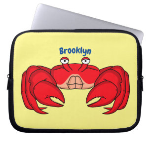 Cute red crab cartoon illustration laptop sleeve
