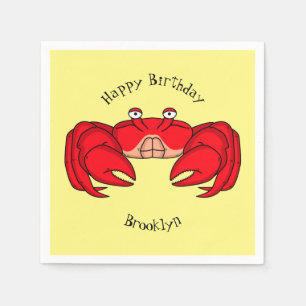 Cute red crab cartoon illustration napkin