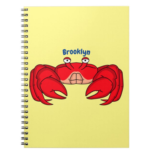 Cute red crab cartoon illustration  notebook (Front)