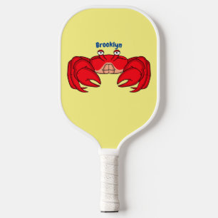 Cute red crab cartoon illustration  pickleball paddle