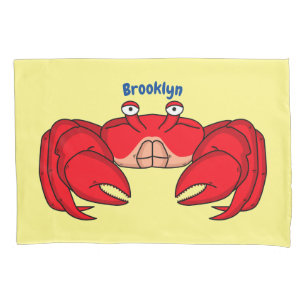 Cute red crab cartoon illustration pillowcase