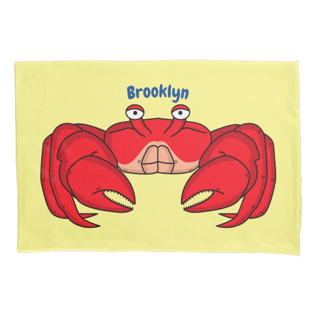 Cute red crab cartoon illustration pillowcase (Front)