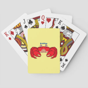 Cute red crab cartoon illustration playing cards