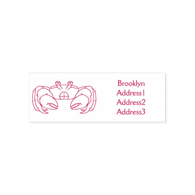Cute red crab cartoon illustration self-inking stamp (Design)
