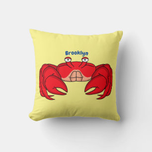Cute red crab cartoon illustration throw pillow