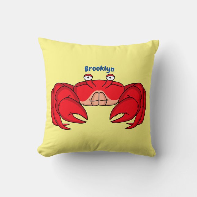 Cute red crab cartoon illustration  throw pillow (Front)