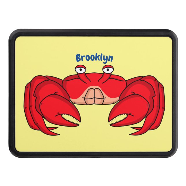 Cute red crab cartoon illustration trailer hitch cover (Front)