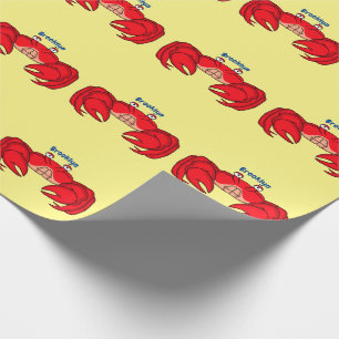 Cute red crab cartoon illustration  wrapping paper